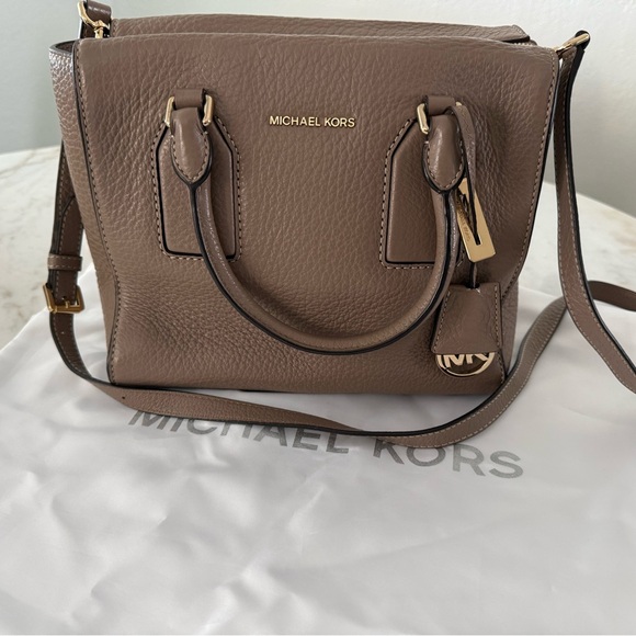 Michael Kors Satchel with Structured Design and Metal Accents - Picture 1 of 12